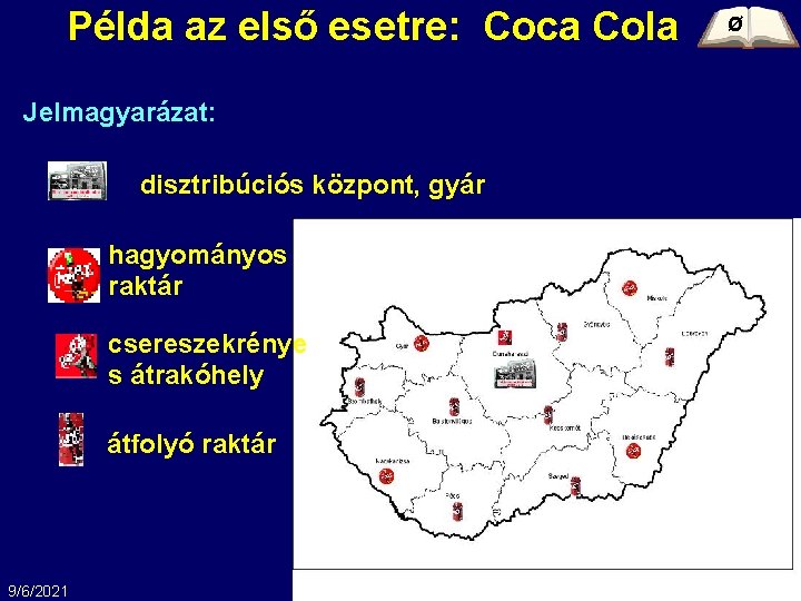 Példa az első esetre: Coca Cola Ø Jelmagyarázat: disztribúciós központ, gyár hagyományos raktár csereszekrénye