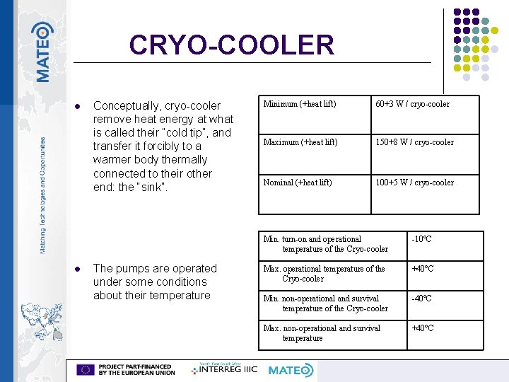 CRYO-COOLER l l Conceptually, cryo-cooler remove heat energy at what is called their “cold