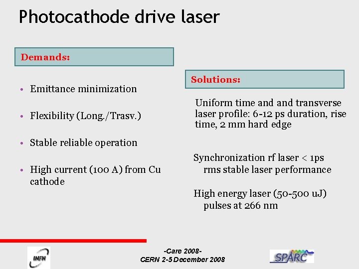 Photocathode drive laser Demands: Solutions: • Emittance minimization • Flexibility (Long. /Trasv. ) Uniform