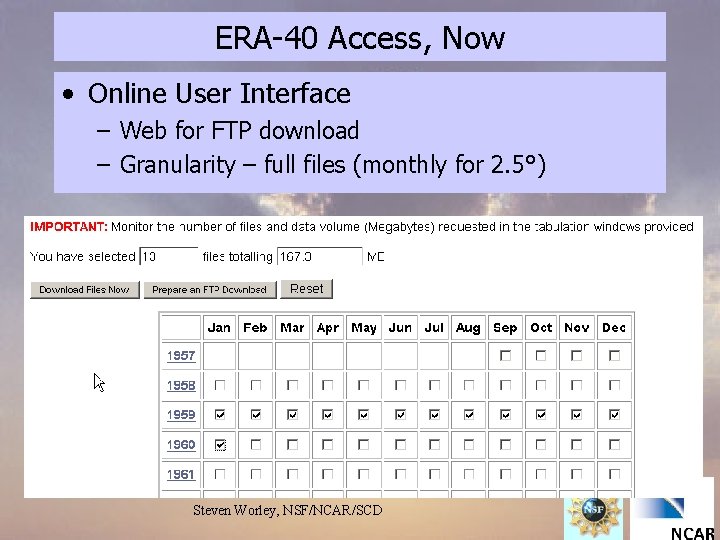 Era Net Ui ERA40 Data Availability from SCD Basic Facts Global