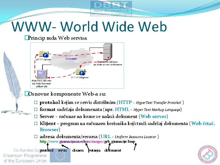 WWW- World Wide Web �Princip rada Web servisa �Osnovne komponente Web-a su: � protokol WWW- World Wide Web �Princip rada Web servisa �Osnovne komponente Web-a su: � protokol
