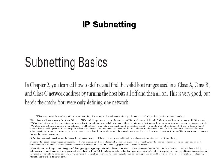IP Subnetting IP Subnetting