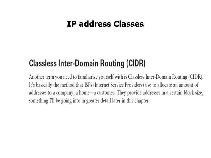 IP address Classes IP address Classes