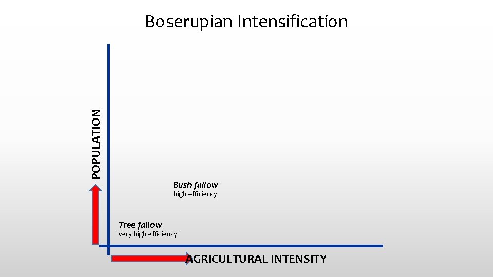 POPULATION Boserupian Intensification Bush fallow high efficiency Tree fallow very high efficiency AGRICULTURAL INTENSITY