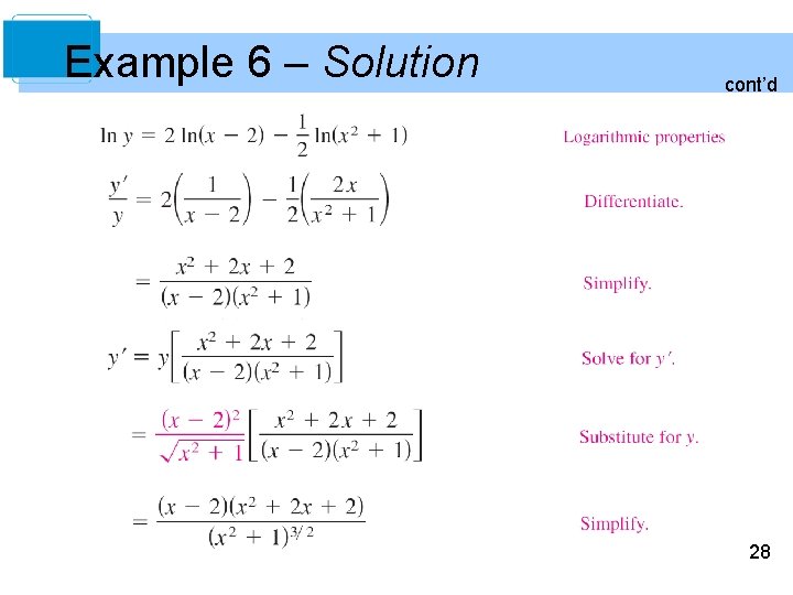 Example 6 – Solution cont’d 28 