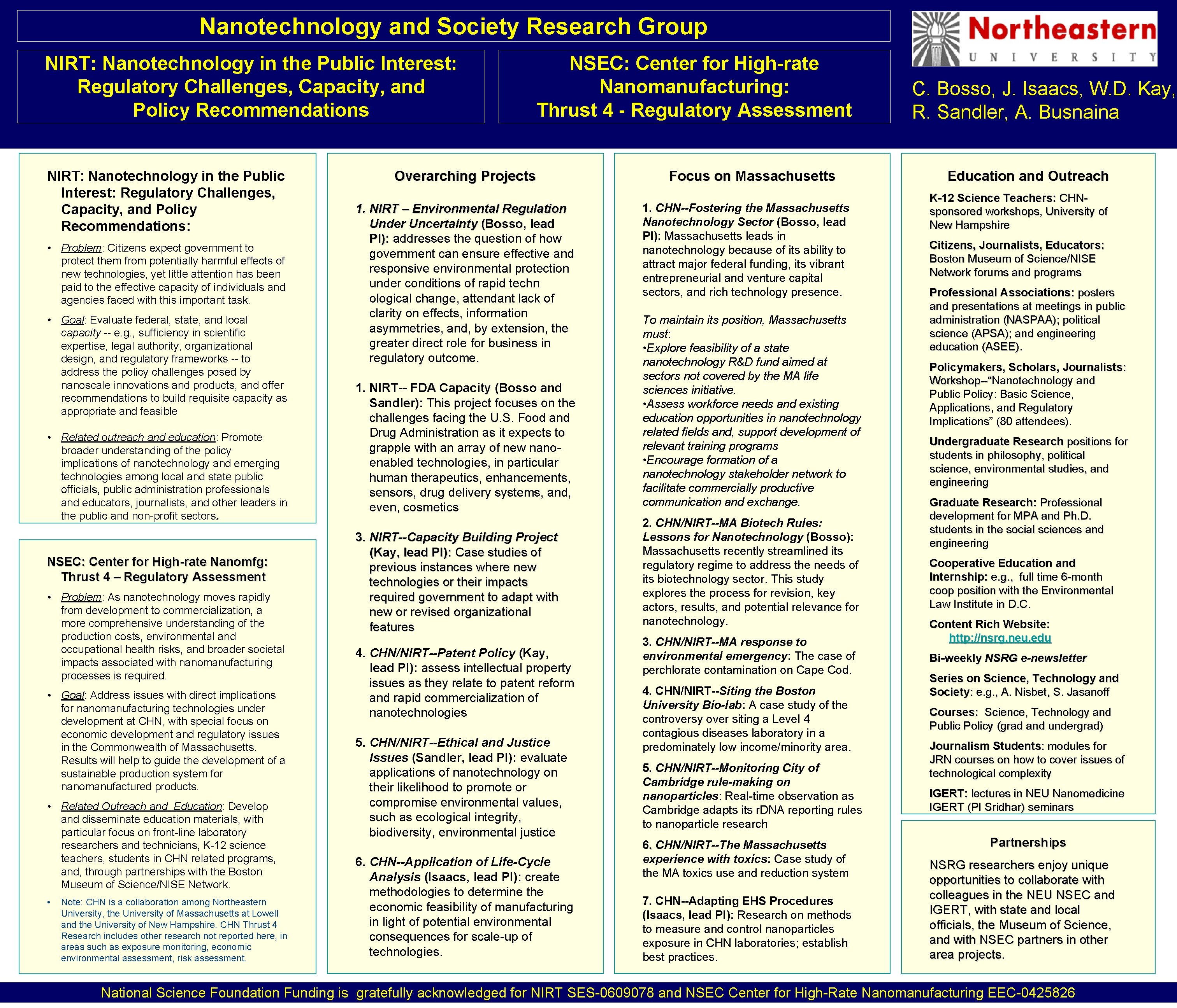 Nanotechnology and Society Research Group NIRT: Nanotechnology in the Public Interest: Regulatory Challenges, Capacity,