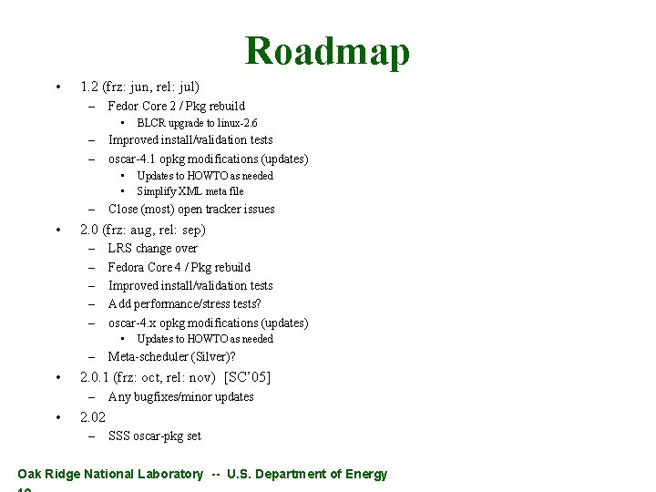 Roadmap • 1. 2 (frz: jun, rel: jul) – Fedor Core 2 / Pkg