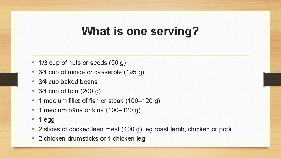 What is one serving? • • • 1/3 cup of nuts or seeds (50