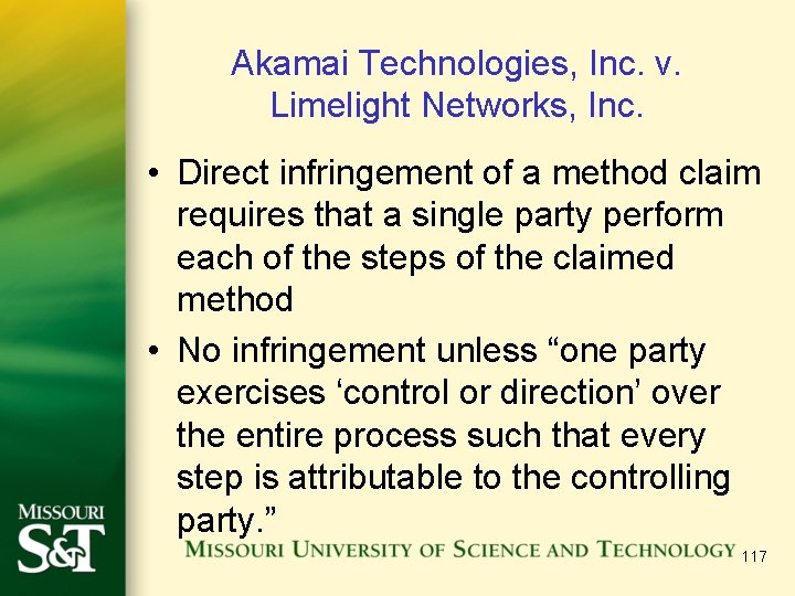 Akamai Technologies, Inc. v. Limelight Networks, Inc. • Direct infringement of a method claim