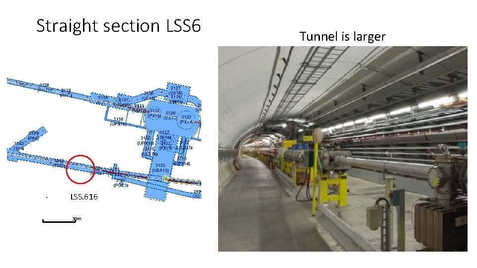 Straight section LSS 6 LSS. 616 30 m Tunnel is larger 