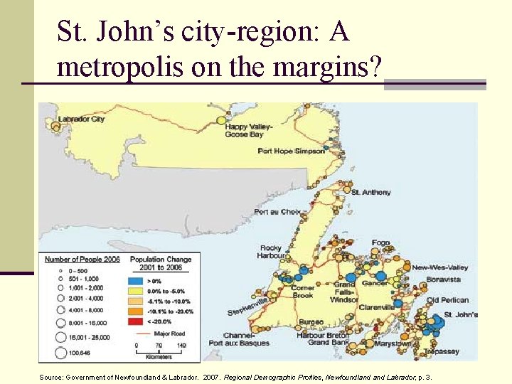 St. John’s city-region: A metropolis on the margins? Source: Government of Newfoundland & Labrador.