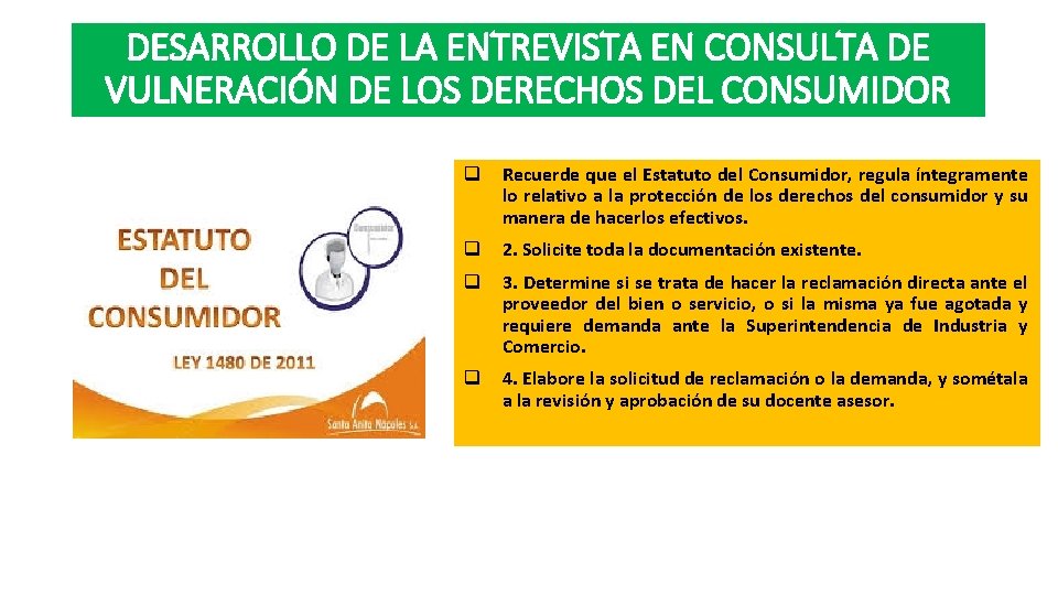 DESARROLLO DE LA ENTREVISTA EN CONSULTA DE VULNERACIÓN DE LOS DERECHOS DEL CONSUMIDOR q