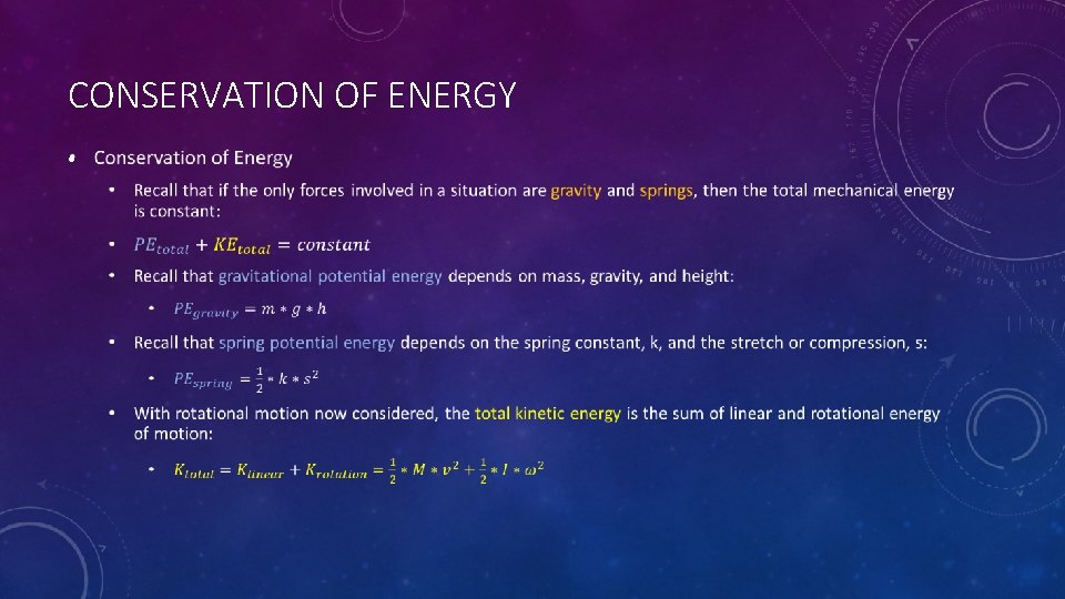 CONSERVATION OF ENERGY • 