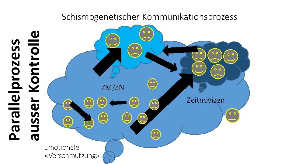 Parallelprozess ausser Kontrolle Schismogenetischer Kommunikationsprozess ZM/ZN Zeitnovizen Emotionale «Verschmutzung» 