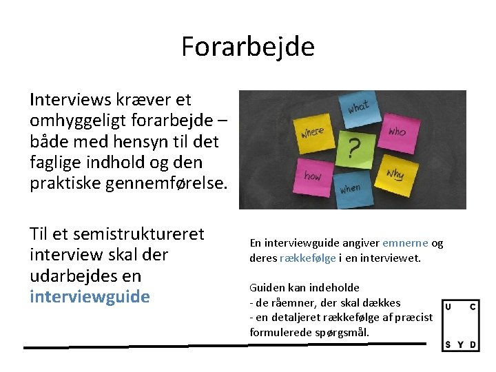 Forarbejde Interviews kræver et omhyggeligt forarbejde – både med hensyn til det faglige indhold
