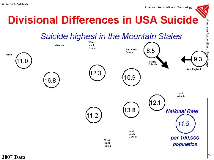 October 2010 - JLMc. Intosh American Association of Suicidology Suicide highest in the Mountain