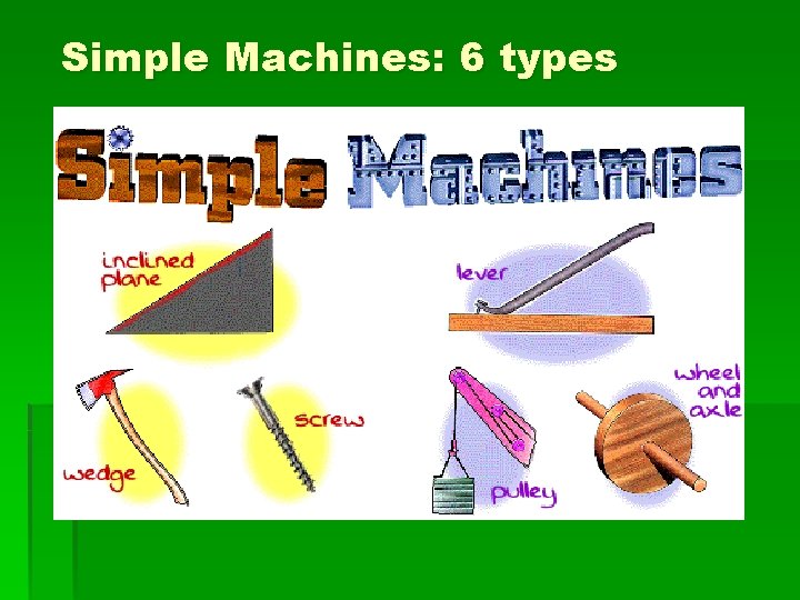 Simple Machines: 6 types 
