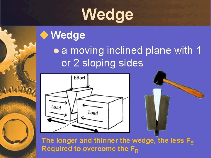 Wedge u Wedge l a moving inclined plane with 1 or 2 sloping sides