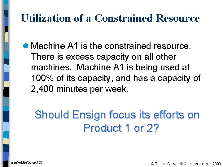 Utilization of a Constrained Resource l Machine A 1 is the constrained resource. There