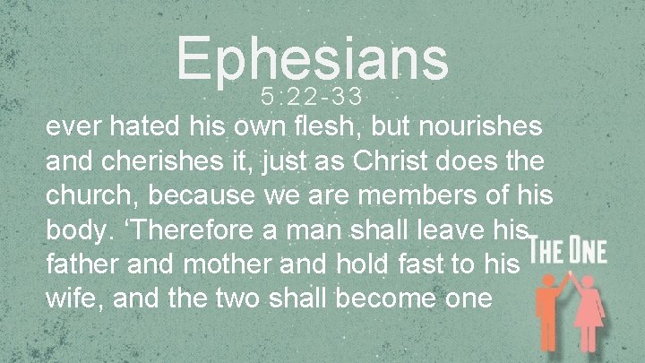 Ephesians 5: 22 -33 ever hated his own flesh, but nourishes and cherishes it,