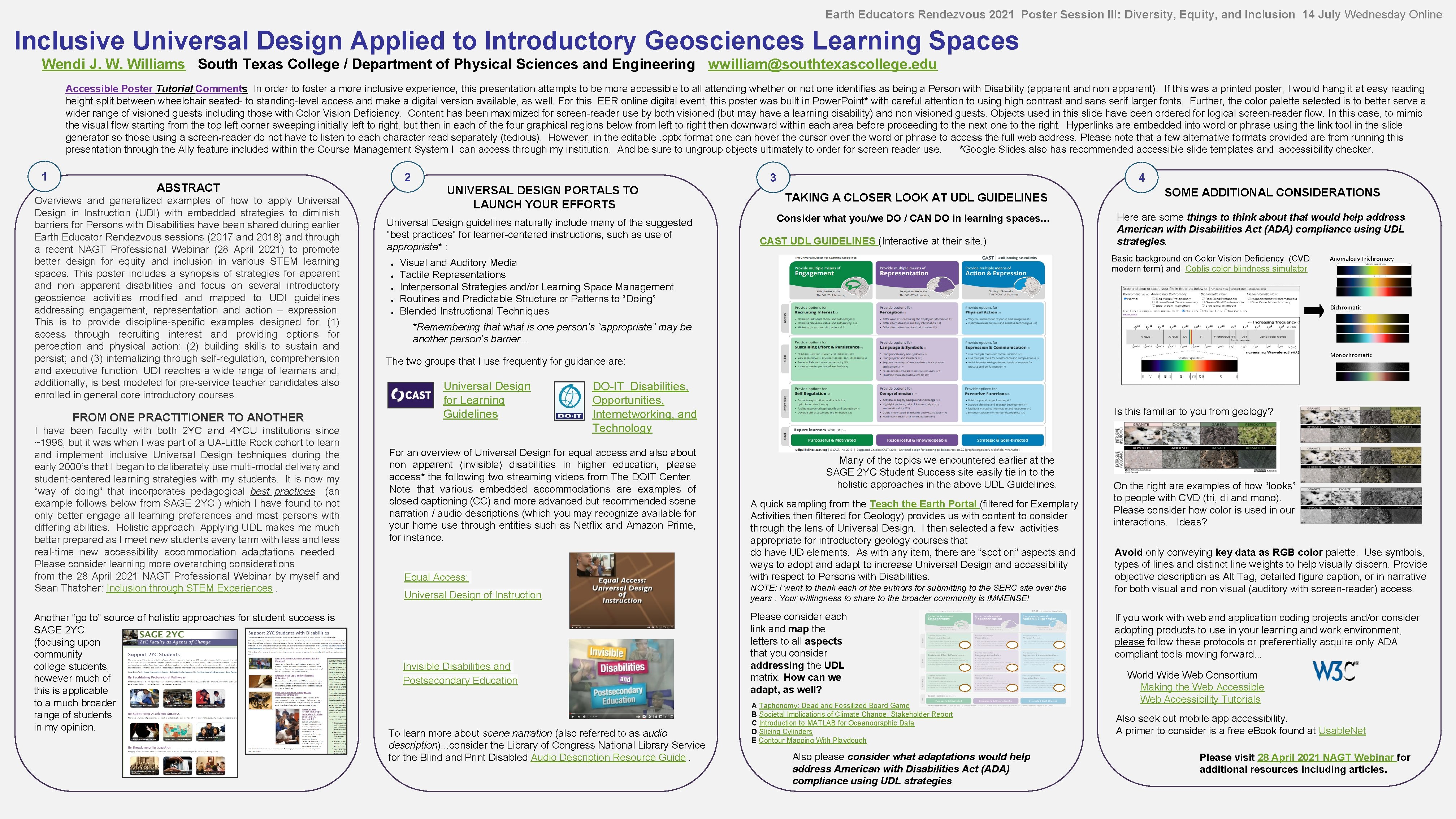 Earth Educators Rendezvous 2021 Poster Session III: Diversity, Equity, and Inclusion 14 July Wednesday