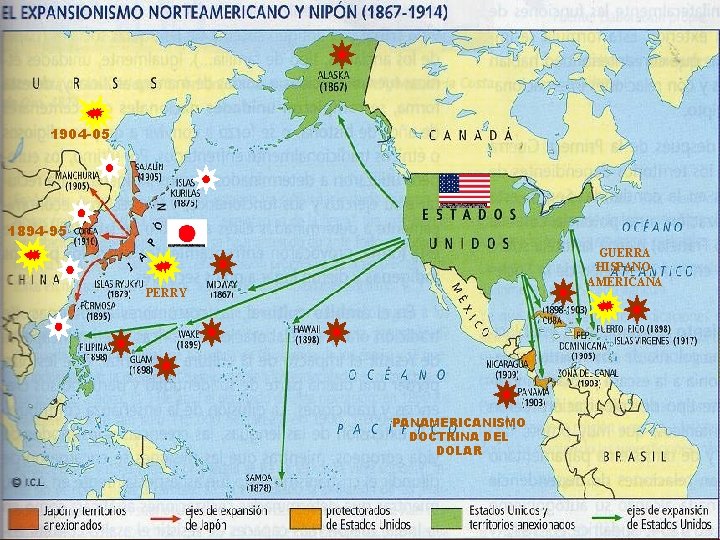 1904 -05 1894 -95 GUERRA HISPANOAMERICANA PERRY PANAMERICANISMO DOCTRINA DEL DOLAR 