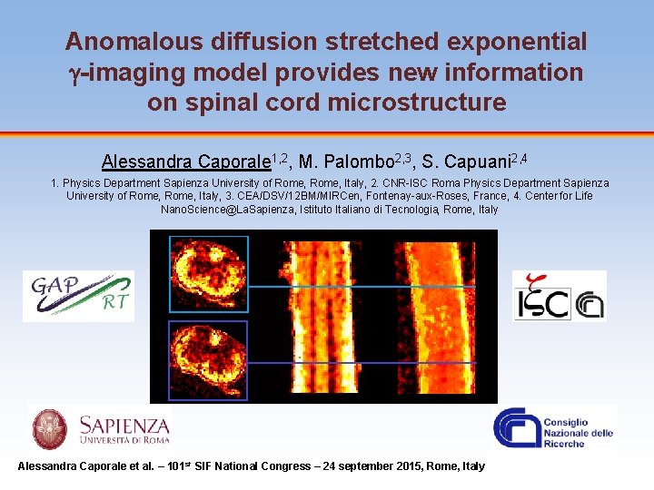 Anomalous diffusion stretched exponential -imaging model provides new information on spinal cord microstructure Alessandra