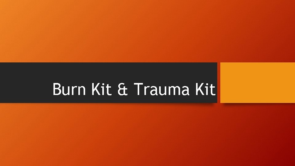 Burn Kit & Trauma Kit 