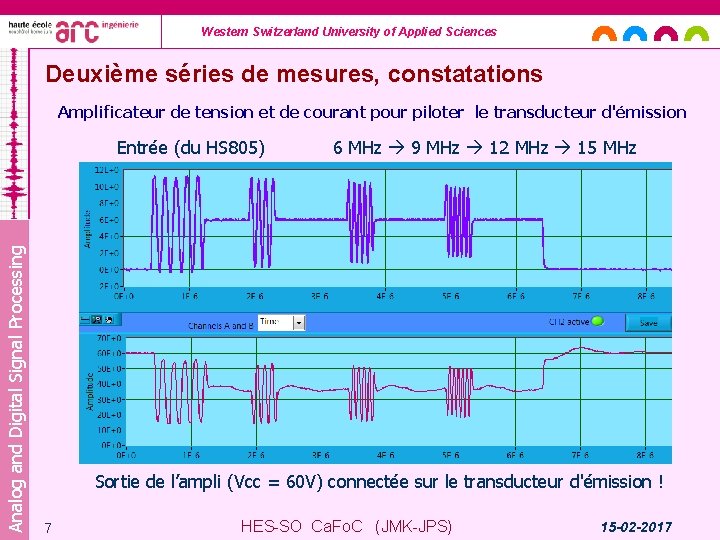 Western Switzerland University of Applied Sciences Deuxième séries de mesures, constatations Amplificateur de tension