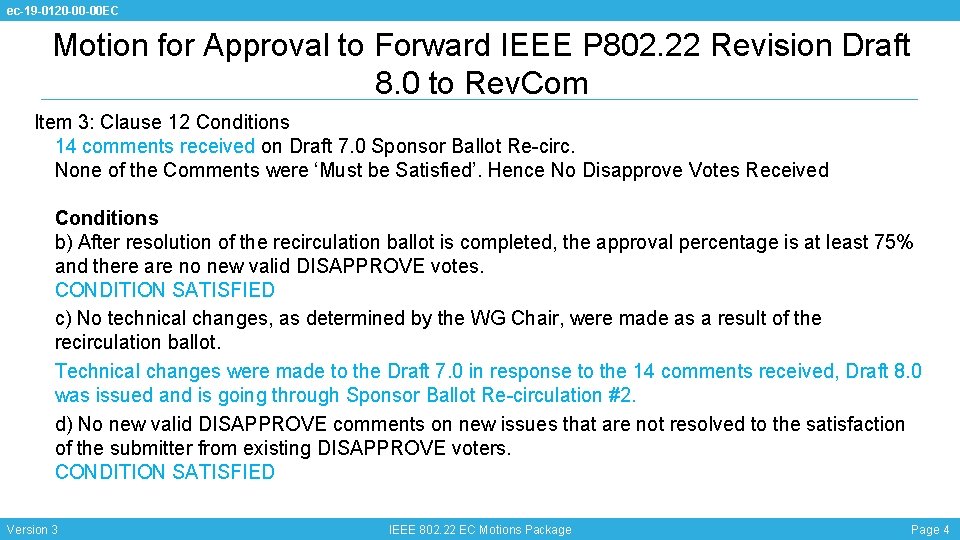 ec-19 -0120 -00 -00 EC Motion for Approval to Forward IEEE P 802. 22