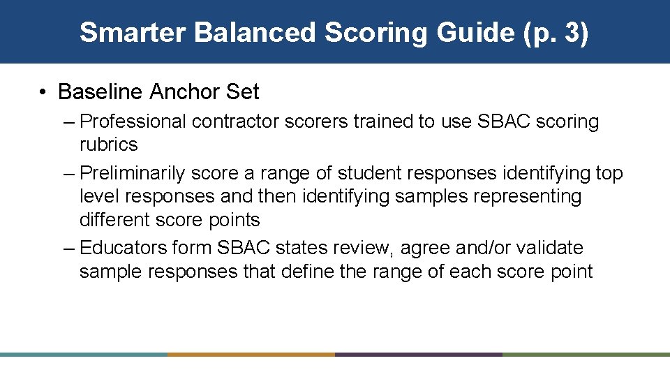Smarter Balanced Scoring Guide (p. 3) • Baseline Anchor Set – Professional contractor scorers