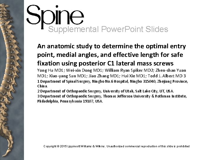 Supplemental Power Point Slides An anatomic study to