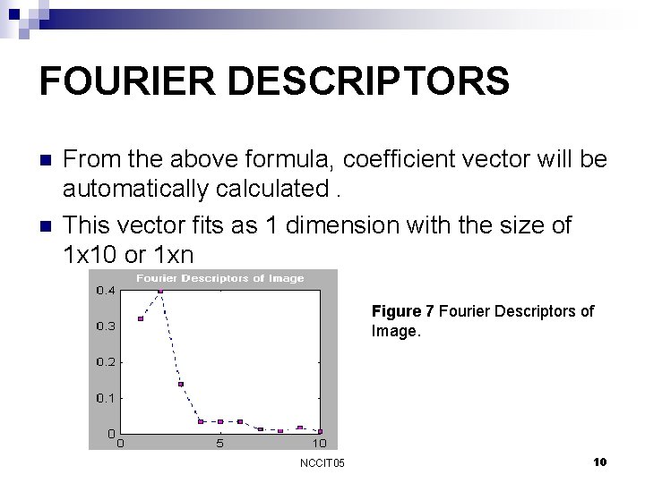 FOURIER DESCRIPTORS n n From the above formula, coefficient vector will be automatically calculated.