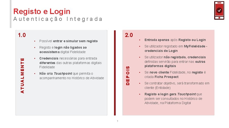 Registo e Login Autenticação Integrada 2. 0 • Possível entrar e simular sem registo