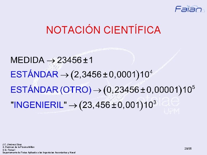 NOTACIÓN CIENTÍFICA J. C. Jiménez Sáez S. Ramírez de la Piscina Millán U. D.