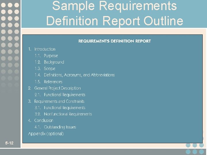 Sample Requirements Definition Report Outline 5 -12 