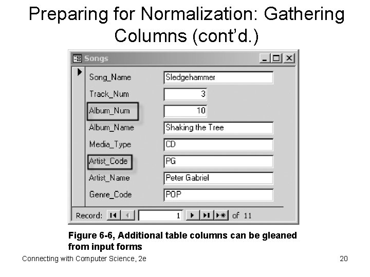 Preparing for Normalization: Gathering Columns (cont’d. ) Figure 6 -6, Additional table columns can