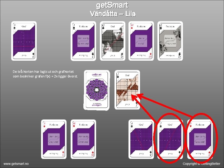 get. Smart Vändåtta – Lila De två korten har lagts ut och grafkortet som