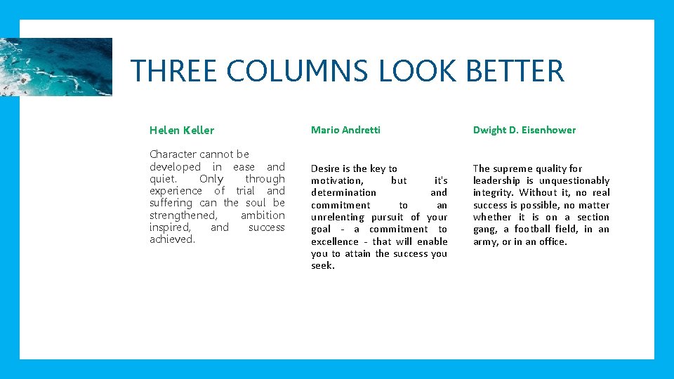 Click THREE to edit COLUMNS Master title. LOOK style BETTER • Edit Master text