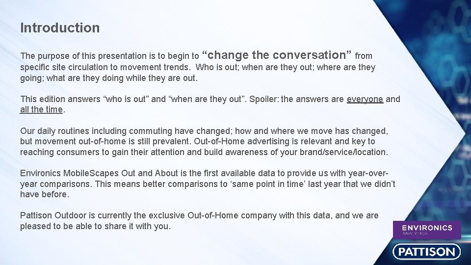 Introduction The purpose of this presentation is to begin to “change the conversation” from