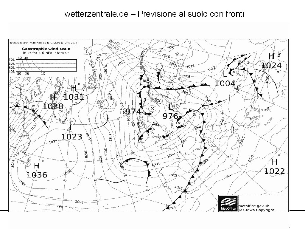 wetterzentrale. de – Previsione al suolo con fronti 