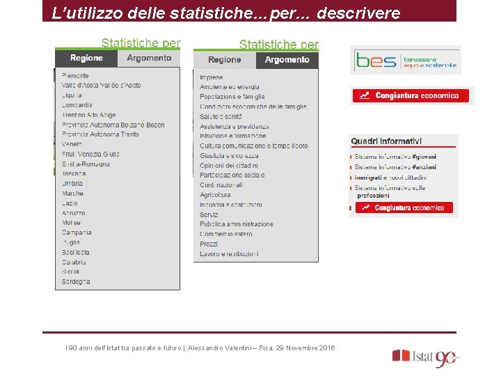 L’utilizzo delle statistiche…per… descrivere I 90 anni dell’Istat tra passato e futuro | Alessandro