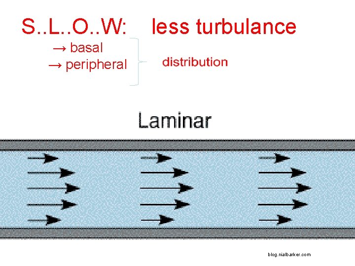 S. . L. . O. . W: a less turbulance → basal → peripheral