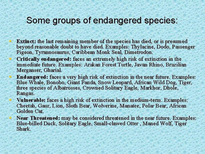 Endangered Species An endangered species is a population