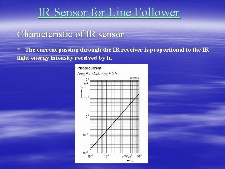 IR Sensor for Line Follower Characteristic of IR sensor - The current passing through