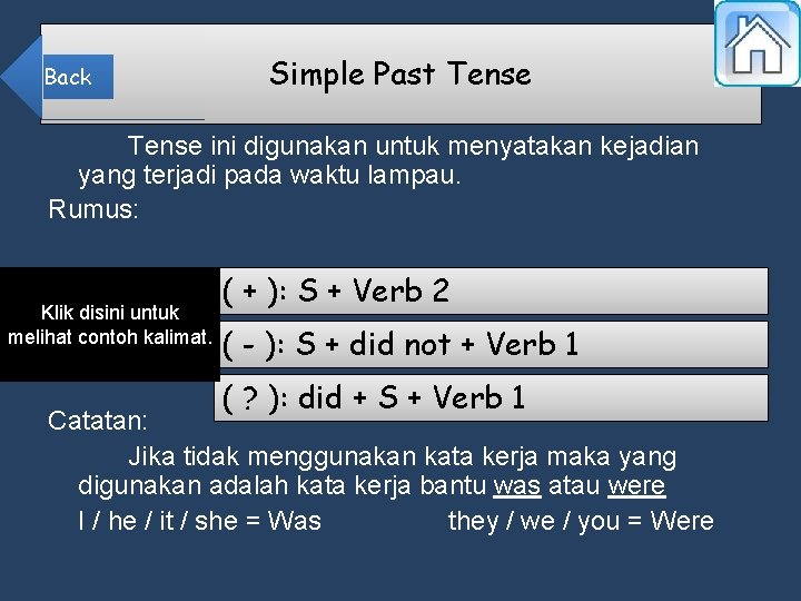 Back Simple Past Tense ini digunakan untuk menyatakan kejadian yang terjadi pada waktu lampau.