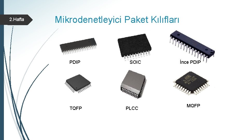 2. Hafta Mikrodenetleyici Paket Kılıfları PDIP TQFP SOIC PLCC İnce PDIP MQFP 