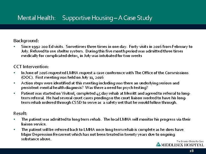 Mental Health: Supportive Housing – A Case Study Background: • Since 1992 200 Ed