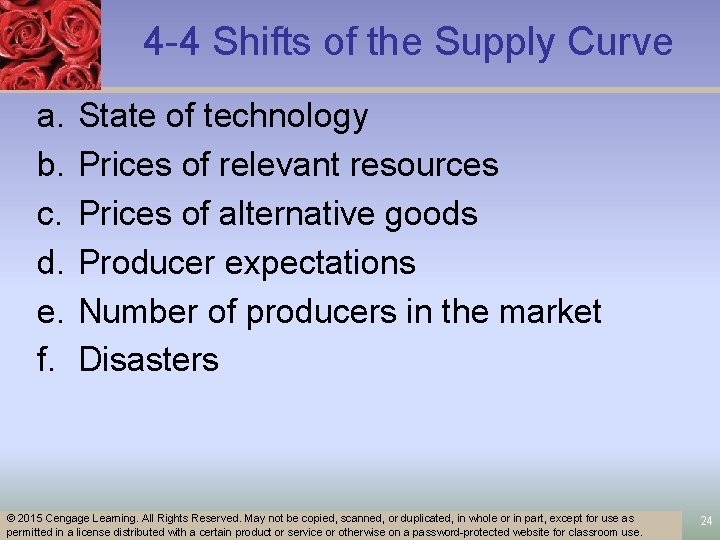 4 -4 Shifts of the Supply Curve a. b. c. d. e. f. State