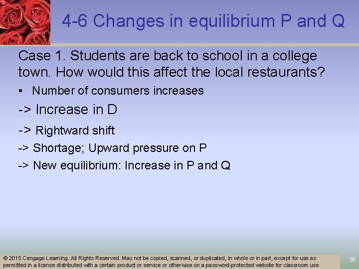 4 -6 Changes in equilibrium P and Q Case 1. Students are back to